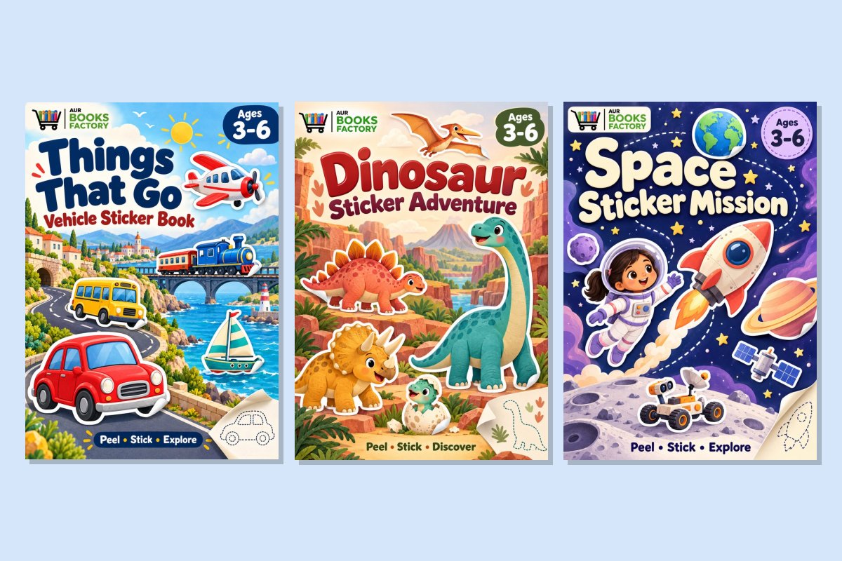 Vehicles, Dinosaurs & Space Sticker Combo