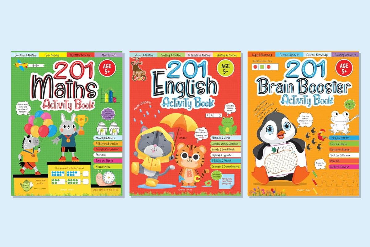 201 Activity Books Combo: Maths, English and Brain Booster