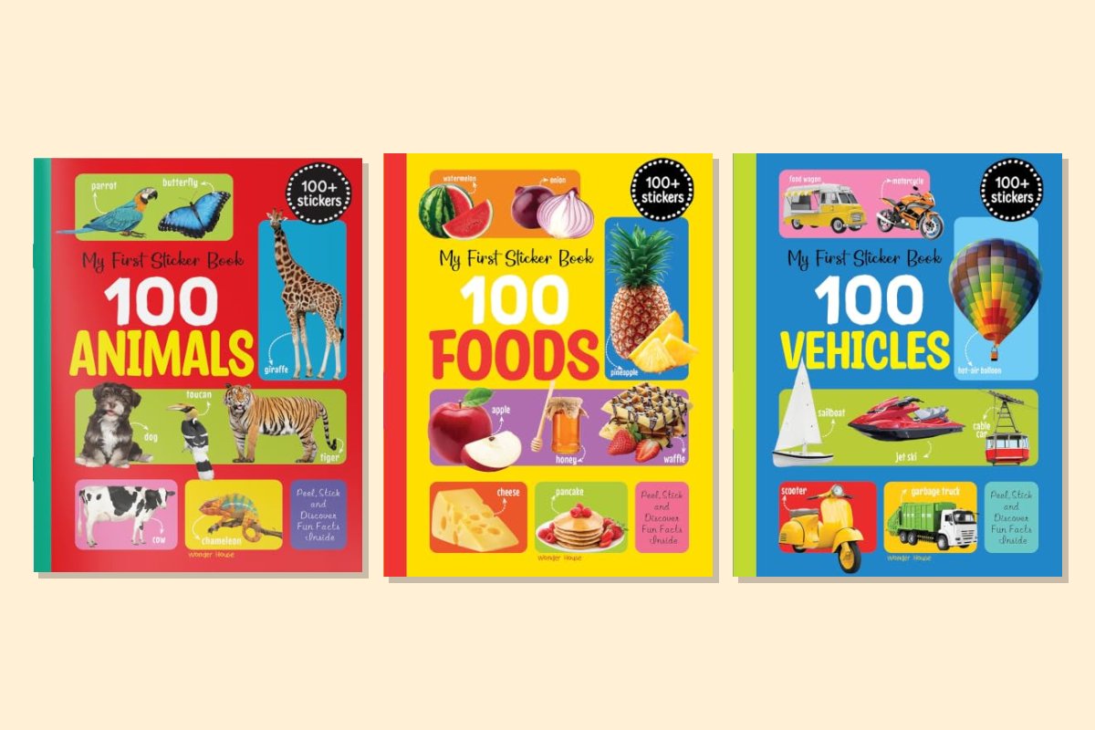 My First 100 Stickers Combo: Animals, Food and Vehicles