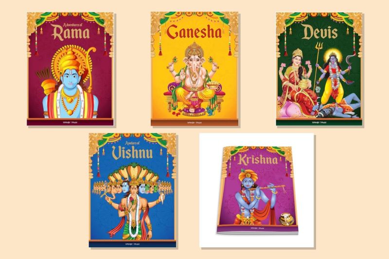Diwali Stories Combo for Kids: Rama, Ganesha, Devis, Vishnu and Krishna (Set of 5)