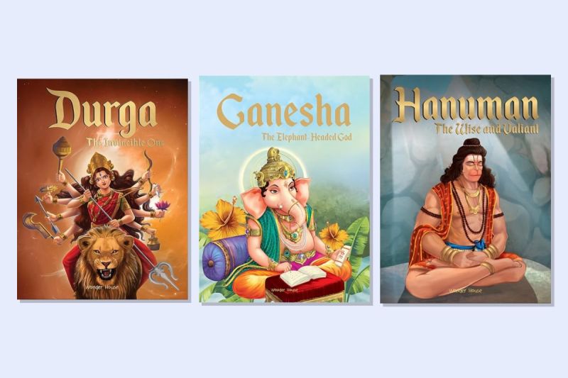 Illustrated Mythology Gift Set for Kids: Durga, Ganesha and Hanuman (Set of 3)