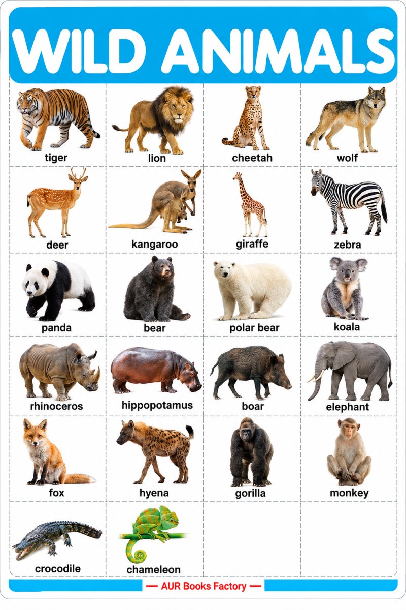 Wild Animals - My First Early Learning Wall Chart: For Preschool, Kindergarten, Nursery And Homeschooling (19 Inches X 29 Inches)