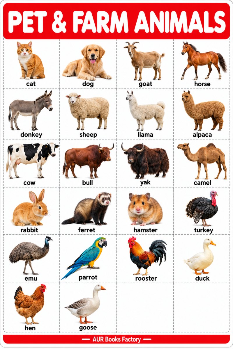 Pet And Farm Animals - My First Early Learning Wall Chart: For Preschool, Kindergarten, Nursery And Homeschooling (19 Inches X 29 Inches)