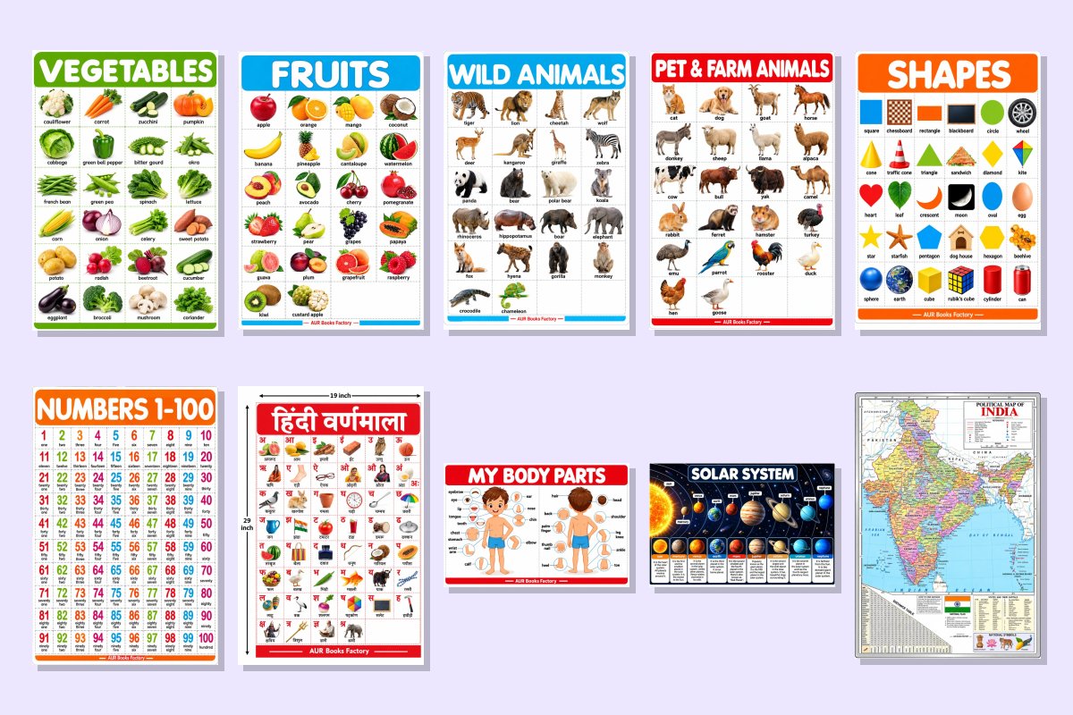 Complete Early Learning Wall Charts Combo (Set of 10)