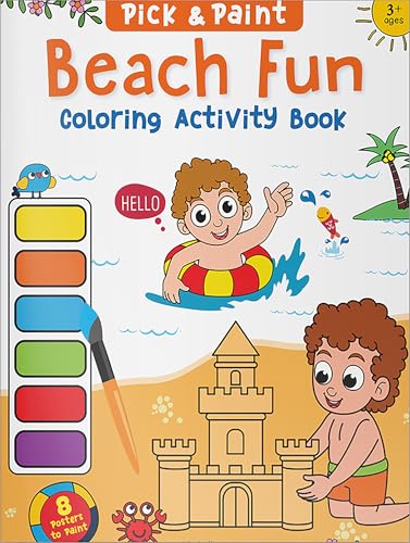 Pick and Paint Coloring Activity Book For Kids: Beach fun