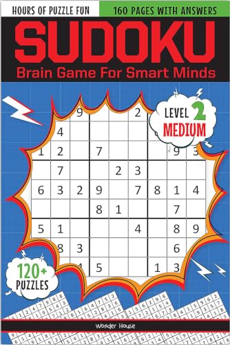 Sudoku - Brain Games For Smart Minds Level 2 Medium : Brain Booster Puzzles for Kids, 120+ Fun Games