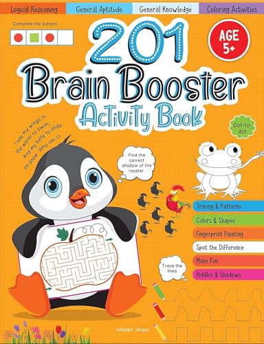 201 Brain Booster Activity Book - Fun Activities and Exercises For Children: Tracing & Pattern, Colors & Shapes, Maze