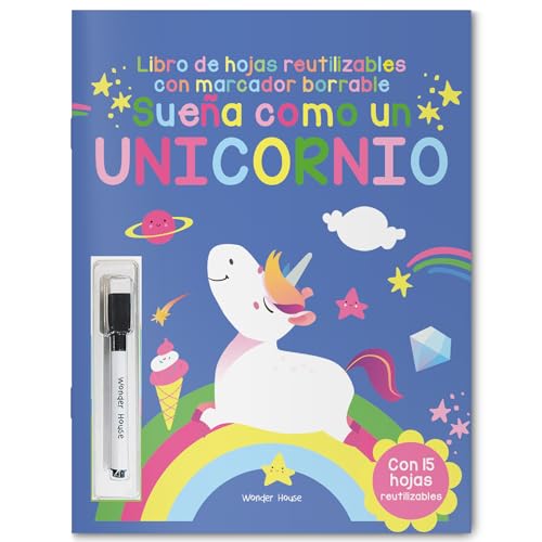 Reusable wipe and clean Dream like a Unicorn activity book - Spanish