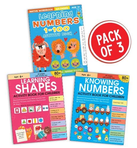 Math Activity Books Bundle 1 – Learning Numbers 1-10 / Learning Shapes / Knowing Numbers (Pack of 3 Books)