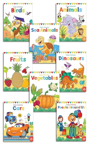 Little Artist Copy Colouring Boxset : Pack of 8 Books (Birds, Animals, Sea Animals, Fruits, Vegetables, Dinosaurs, Cars and People Around Us)